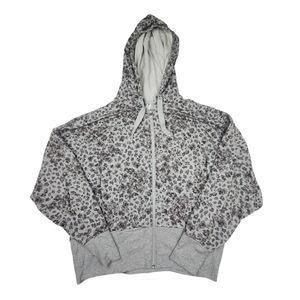 Athleta Women's Balance Leopard Print Gray Zip-Up Track Jacket/Sweater Size XL